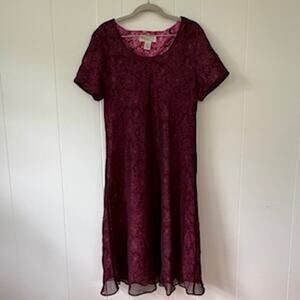 Norton McNaughton Dress Floral Burgundy Sz 12 Easter Cottagecore Grandmacore